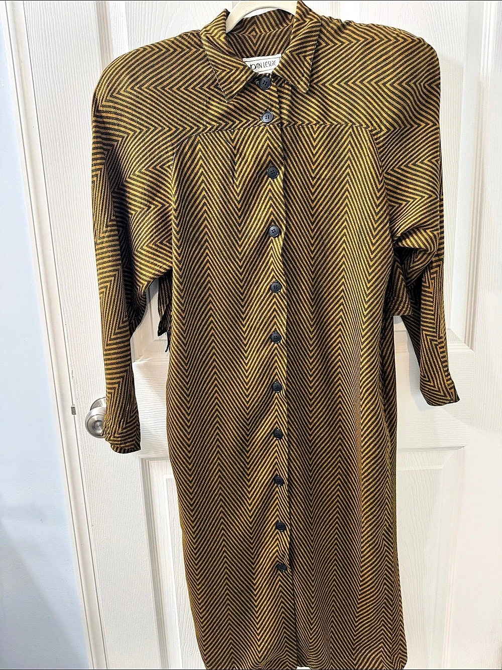 Joan Leslie Vintage Chevron Maxi Dress in Black & Gold